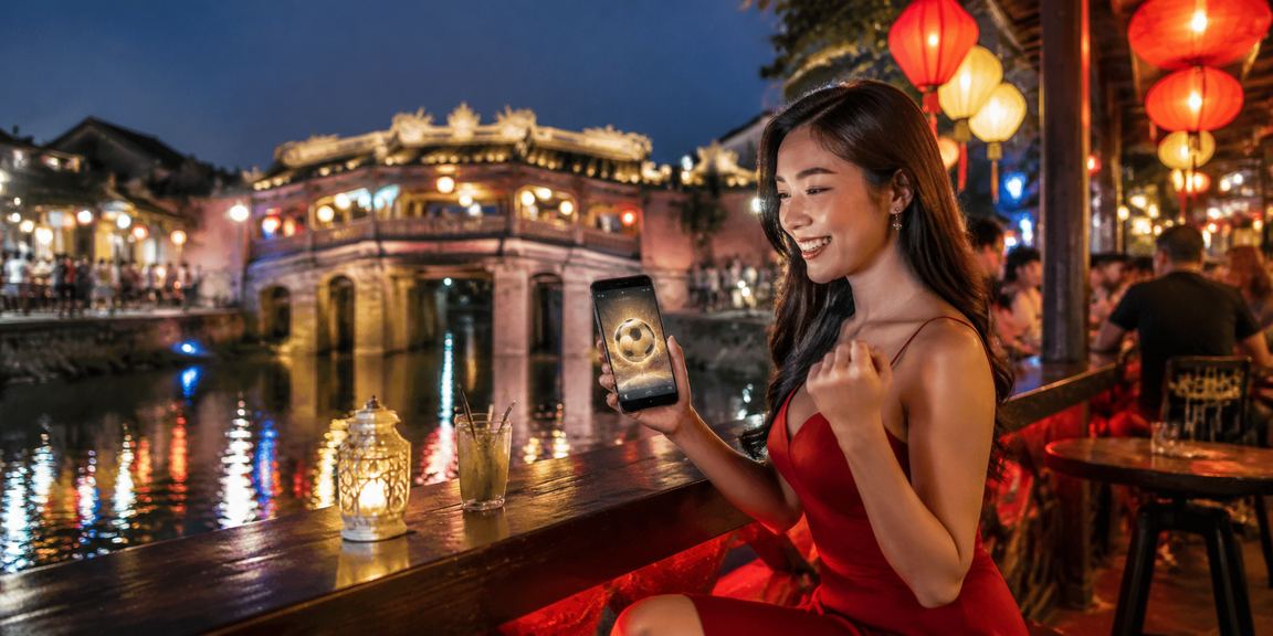 Không khí chợ đêm Hội An – người dùng xem kết quả xổ số và bóng đá trên điện thoại