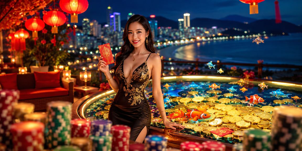 Phong bì đỏ và đèn lồng trang trí mùa thưởng tại Nha Trang trên 5090